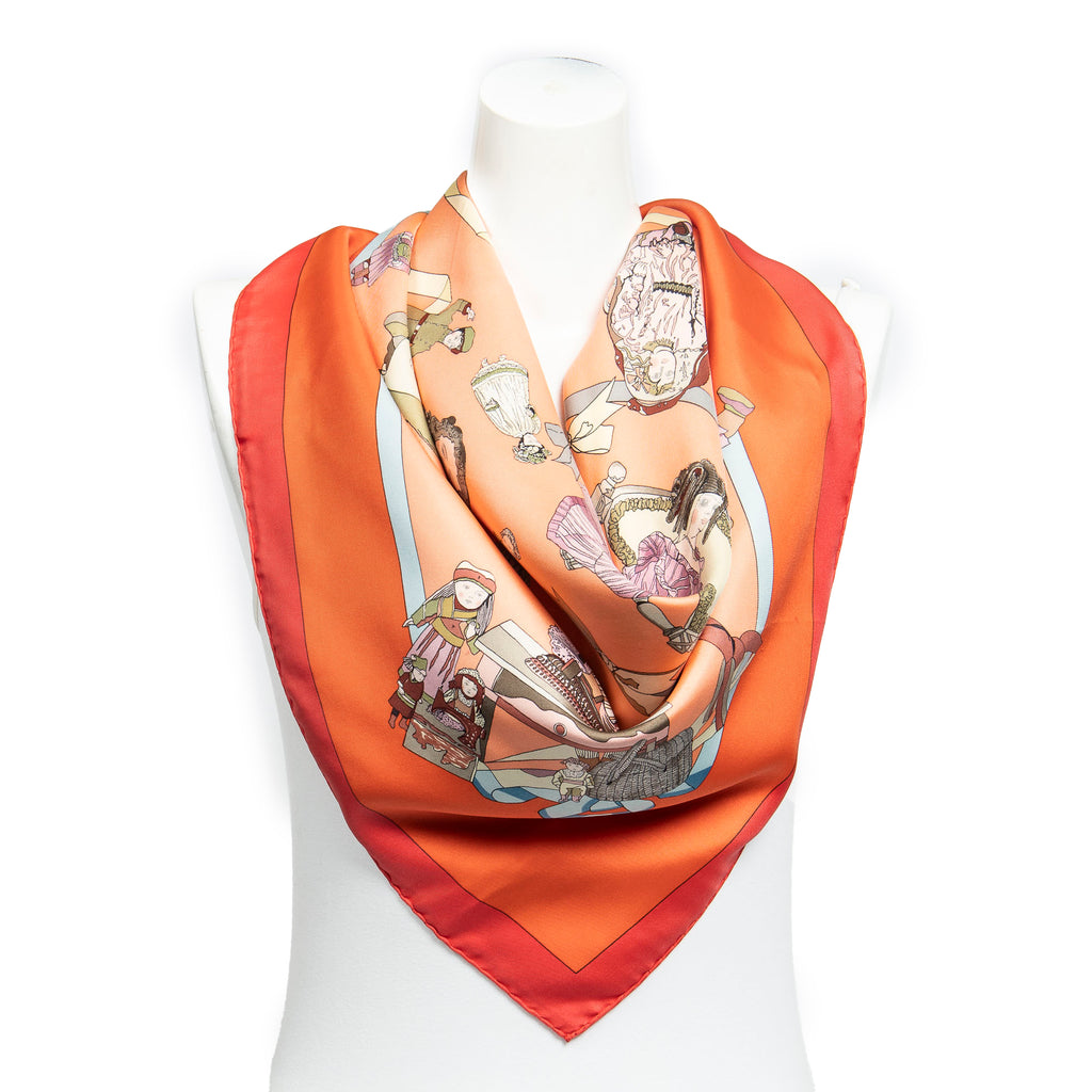 Scarf Scarf Hello Dolly Peach 100% Twill Silk