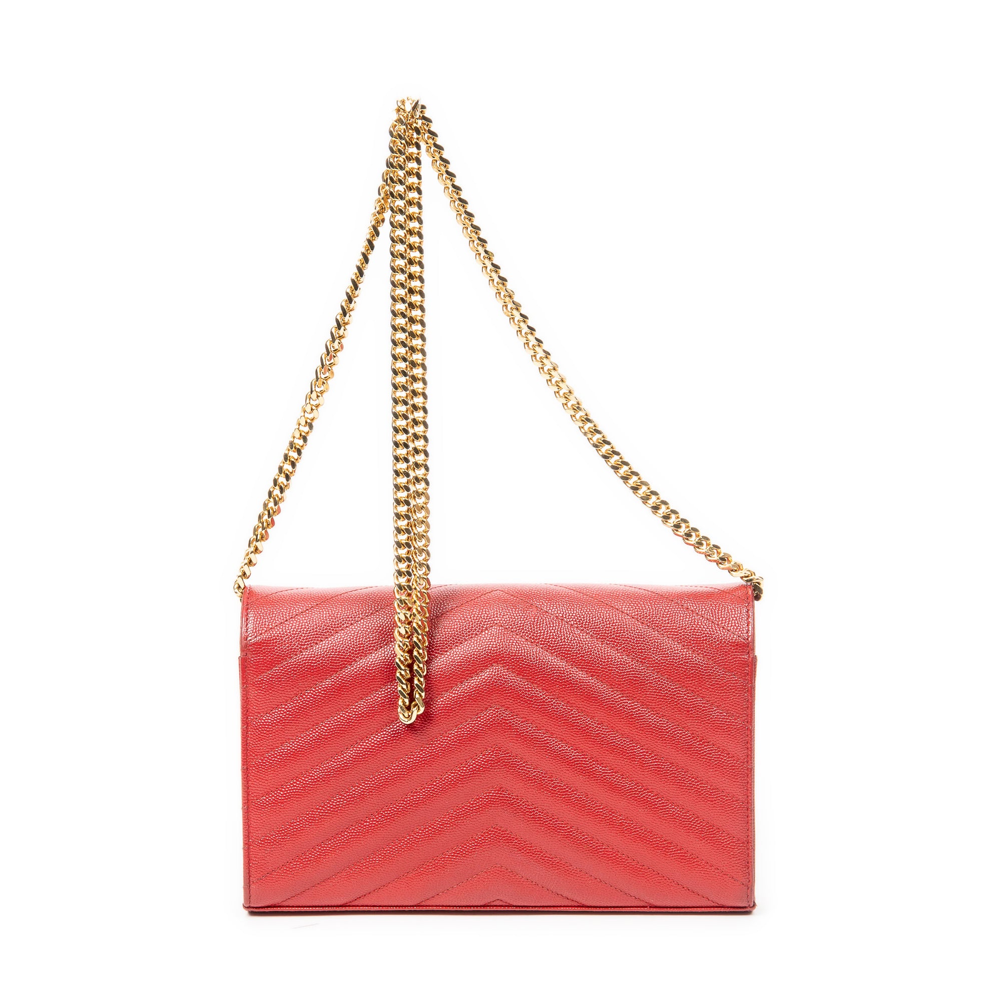 Shoulder Bag Classic Cassandre Chain Wallet Red Quilted Grain de Poudre Leather