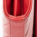 Bolso de Hombro Clásico Cassandre con Cadena de Piel Grano de Polvo Acolchada Roja