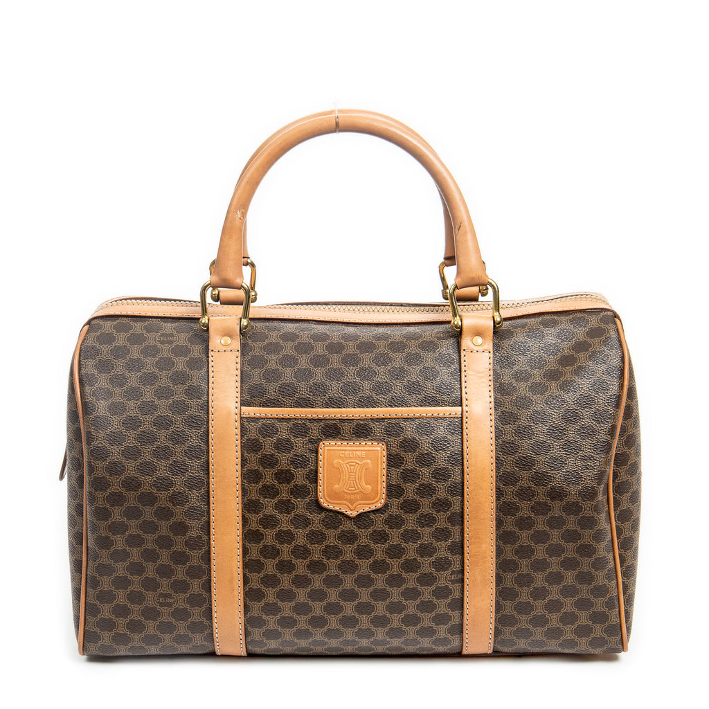 Handbag Vintage Small Boston Brown Macadam Coated Canvas
