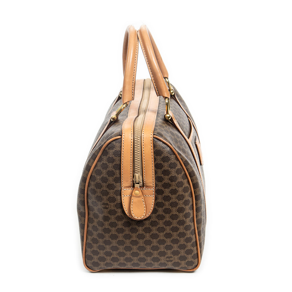 Handbag Vintage Small Boston Brown Macadam Coated Canvas