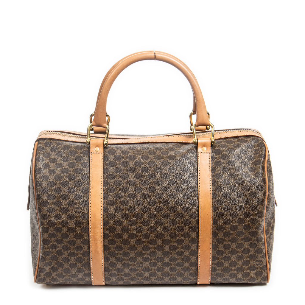 Handbag Vintage Small Boston Brown Macadam Coated Canvas