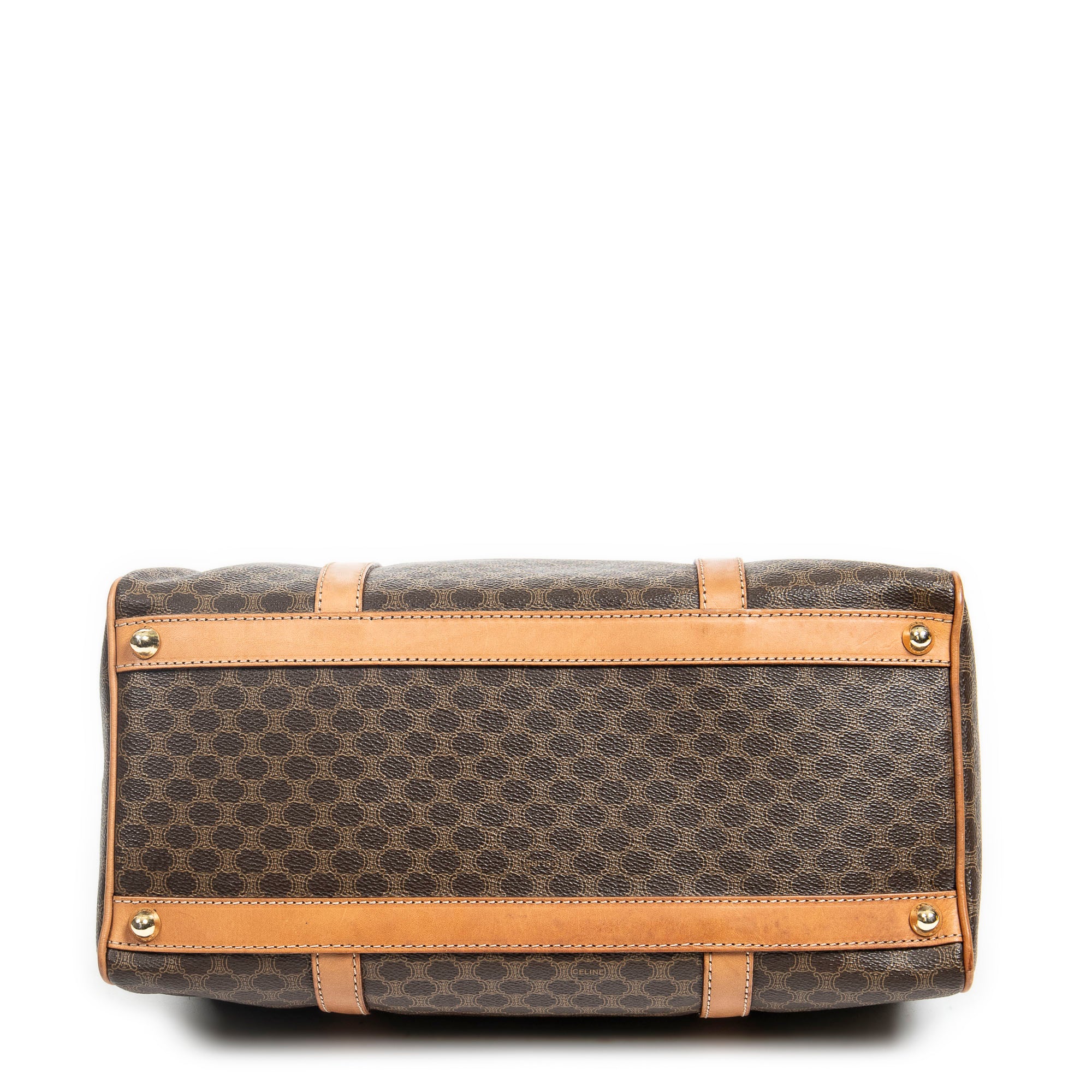 Handbag Vintage Small Boston Brown Macadam Coated Canvas