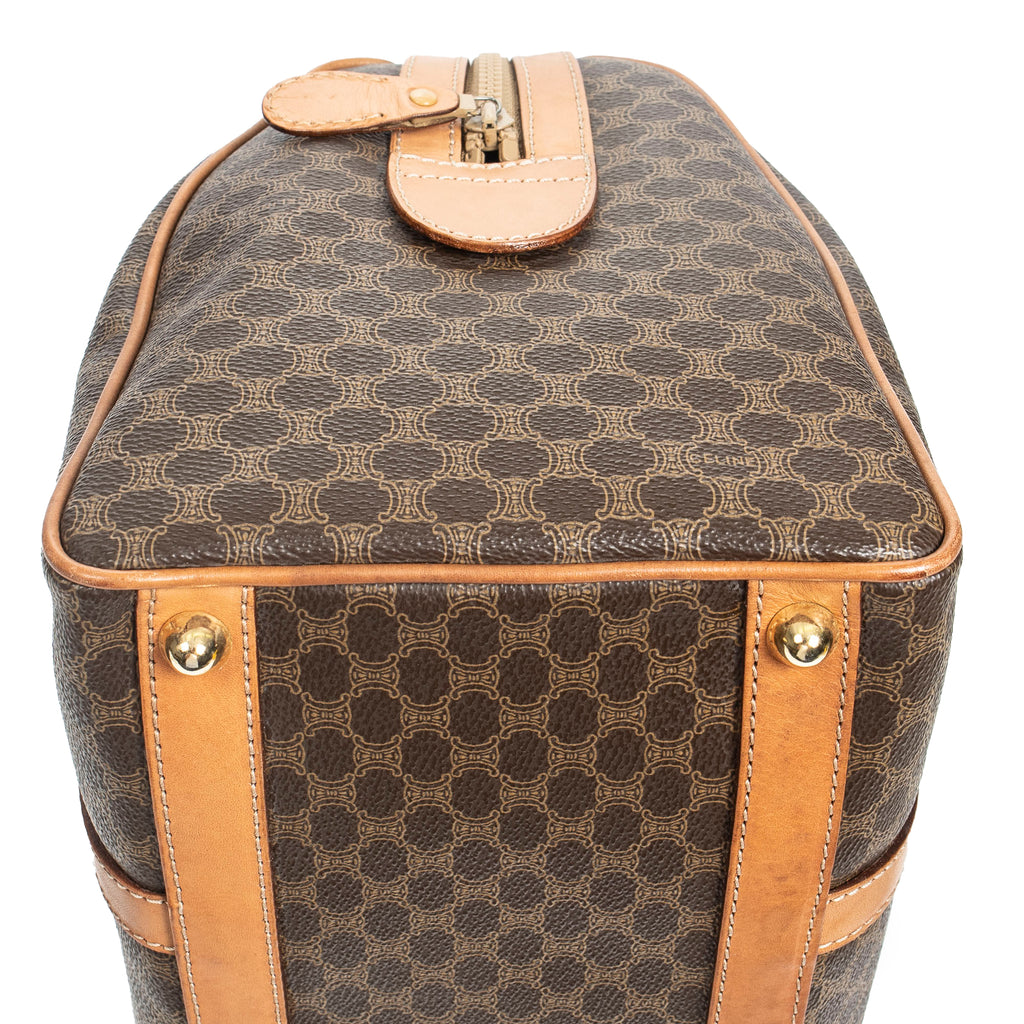 Handbag Vintage Small Boston Brown Macadam Coated Canvas