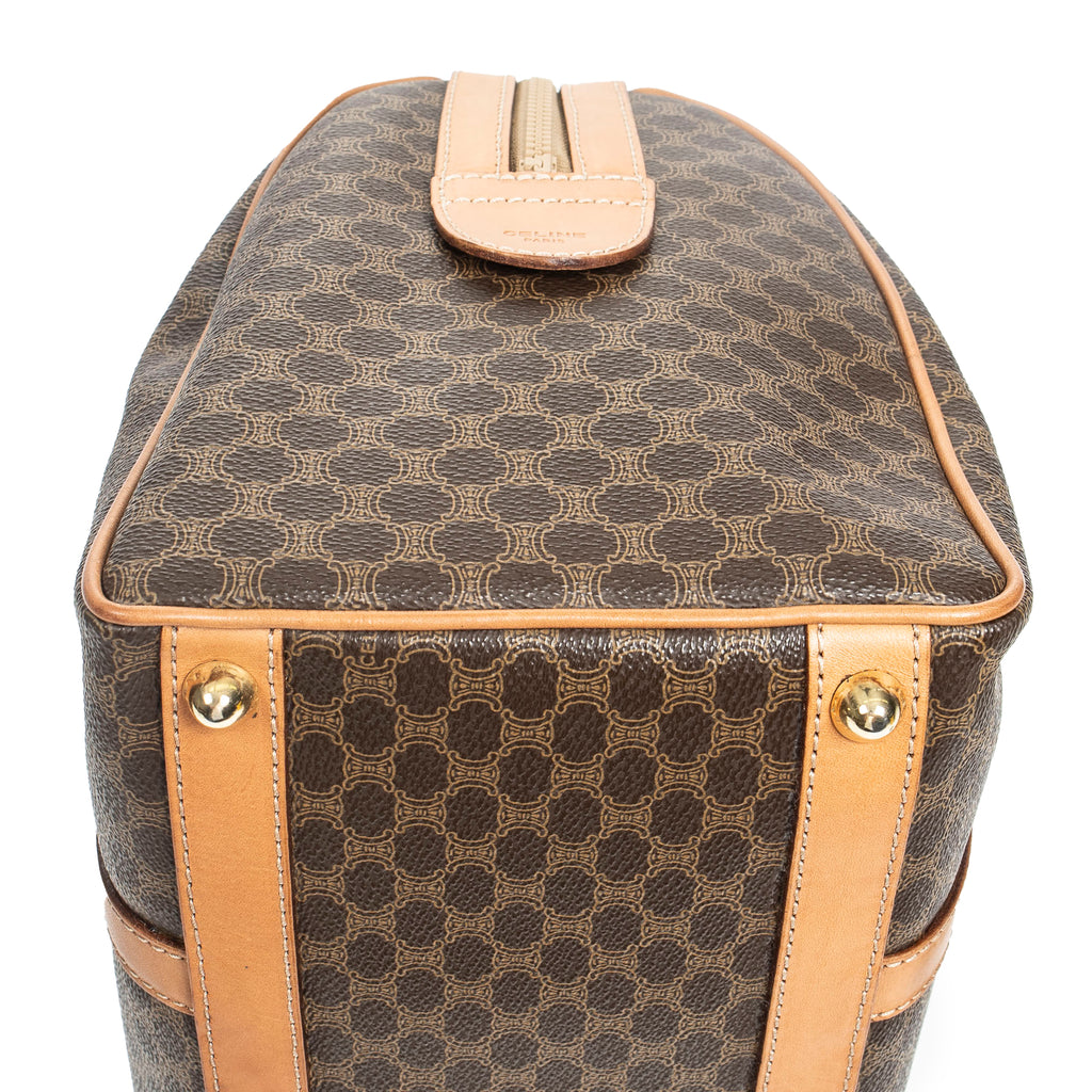 Handbag Vintage Small Boston Brown Macadam Coated Canvas
