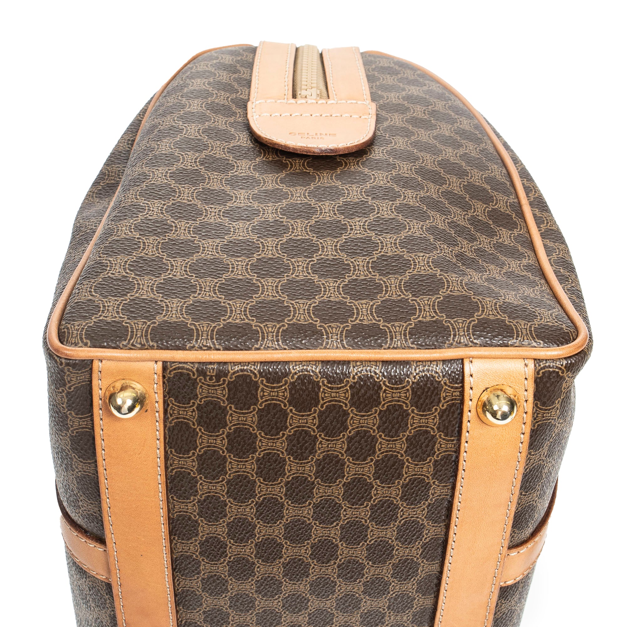 Handbag Vintage Small Boston Brown Macadam Coated Canvas