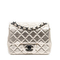 Shoulder Bag Mini Square Flap Gold Quilted Calfskin Leather
