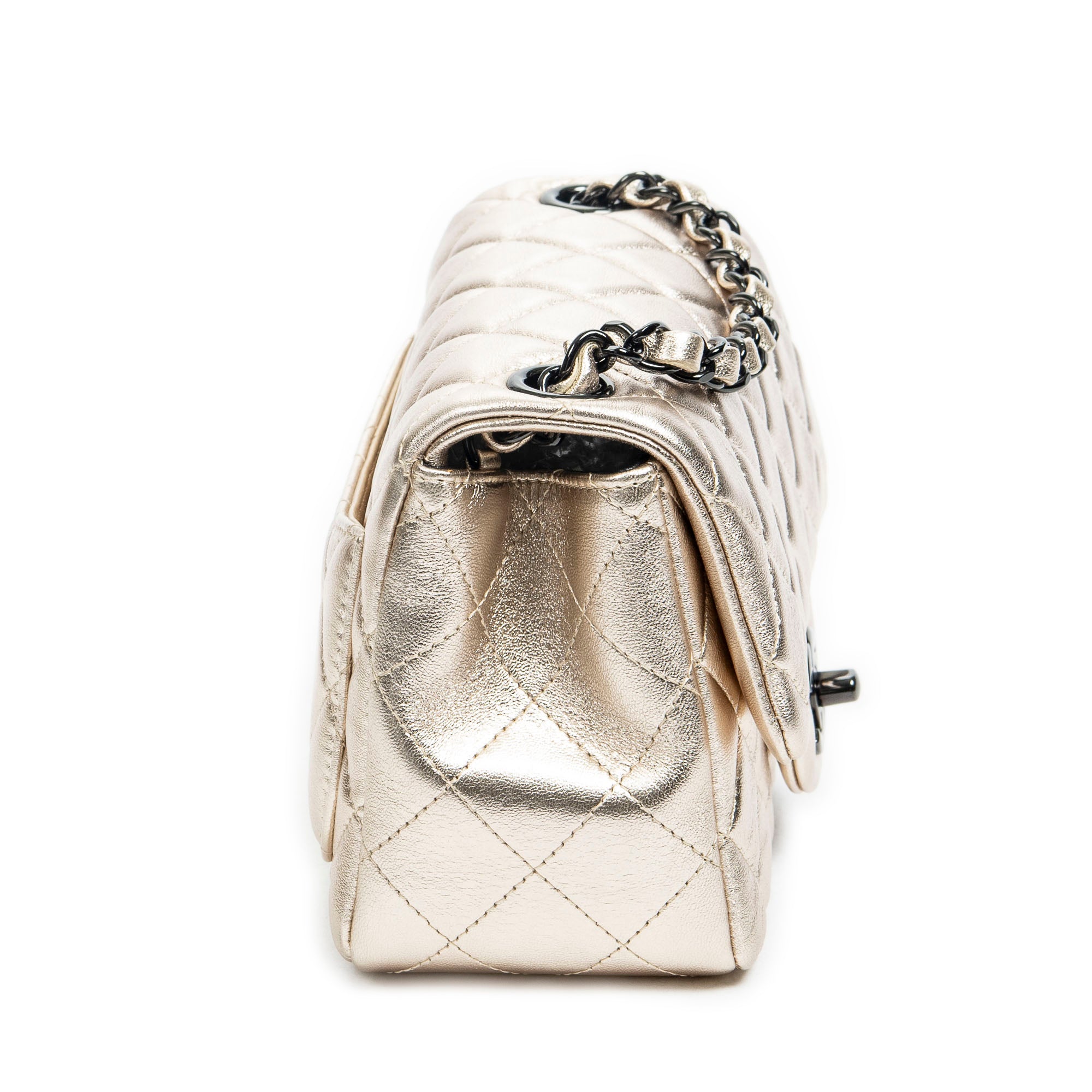 Shoulder Bag Mini Square Flap Gold Quilted Calfskin Leather