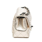 Bolso de Hombro Mini Solapa Cuadrada Piel de Becerro Acolchada Dorada