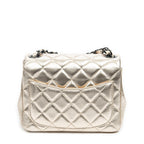 Shoulder Bag Mini Square Flap Gold Quilted Calfskin Leather