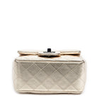 Shoulder Bag Mini Square Flap Gold Quilted Calfskin Leather
