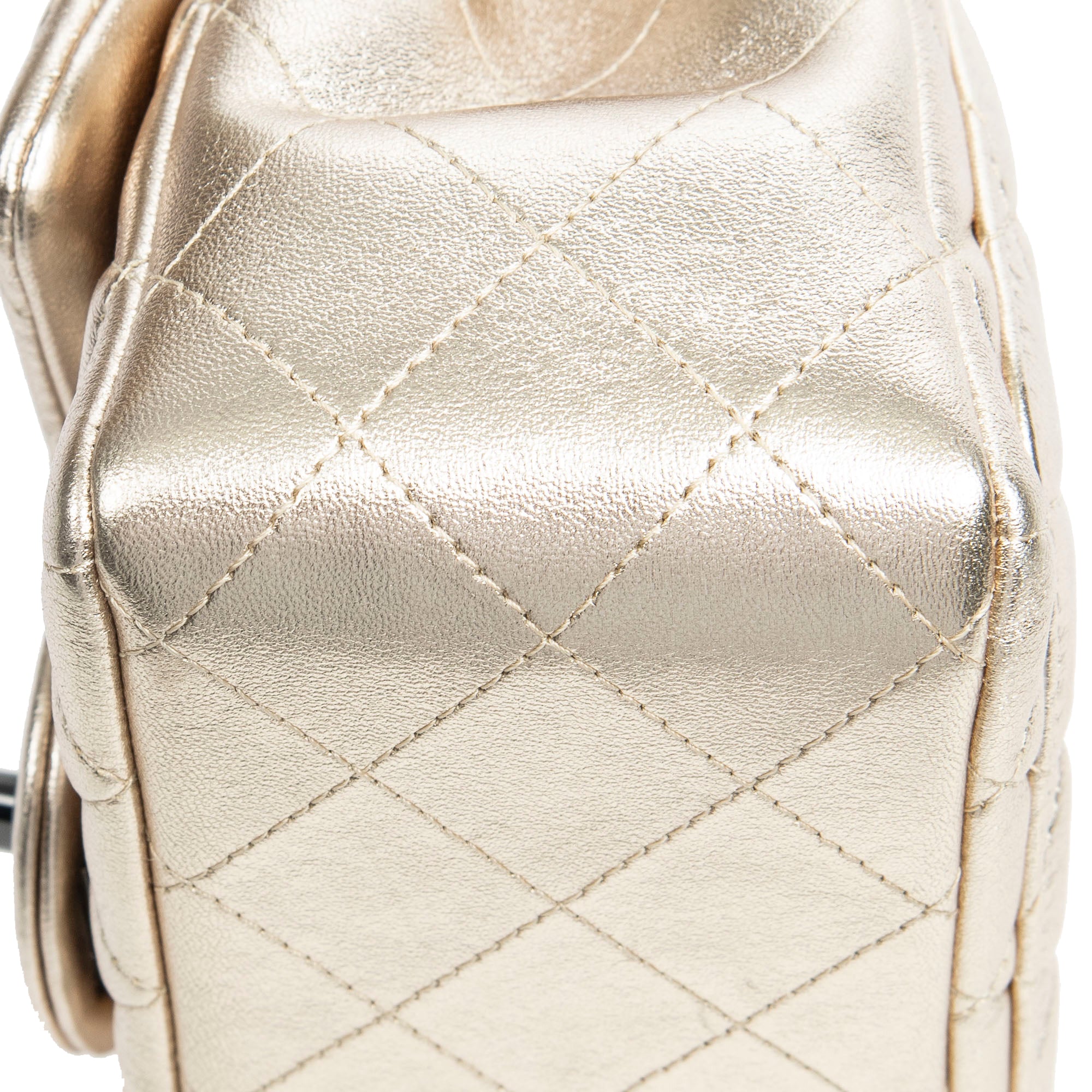 Shoulder Bag Mini Square Flap Gold Quilted Calfskin Leather