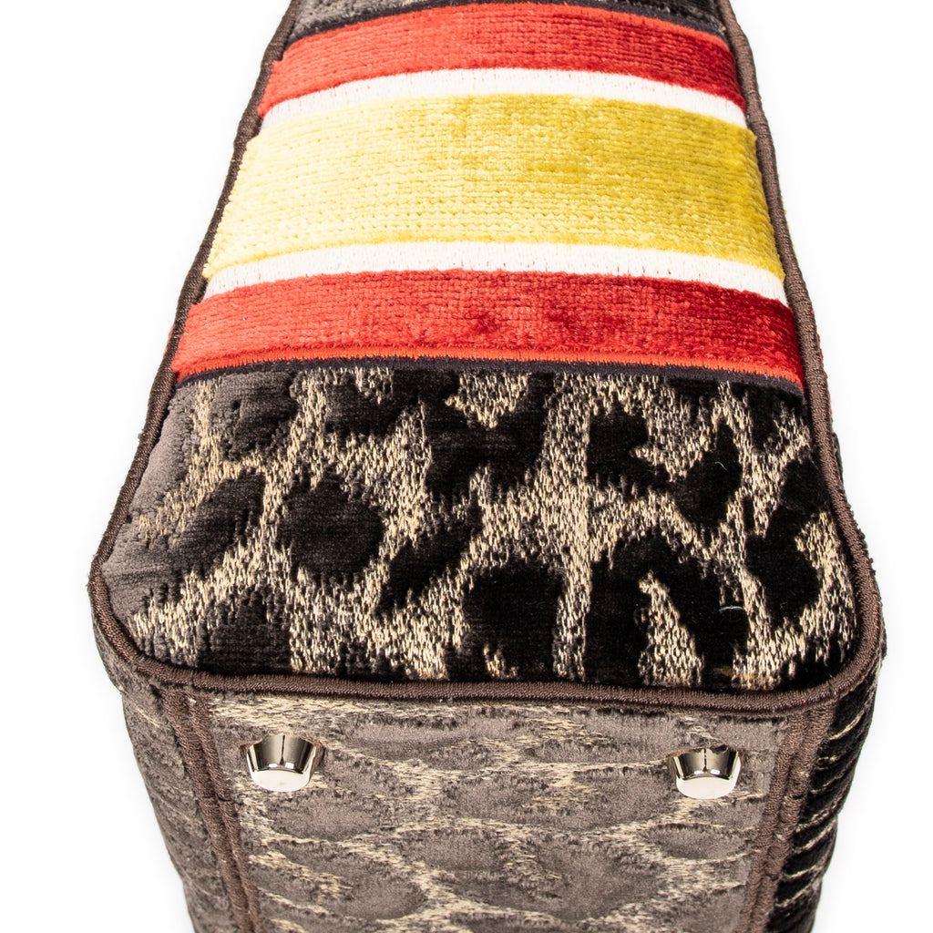 Shoulder Bag Medium Lady D-Lite Beige Embroidered Velvet Canvas