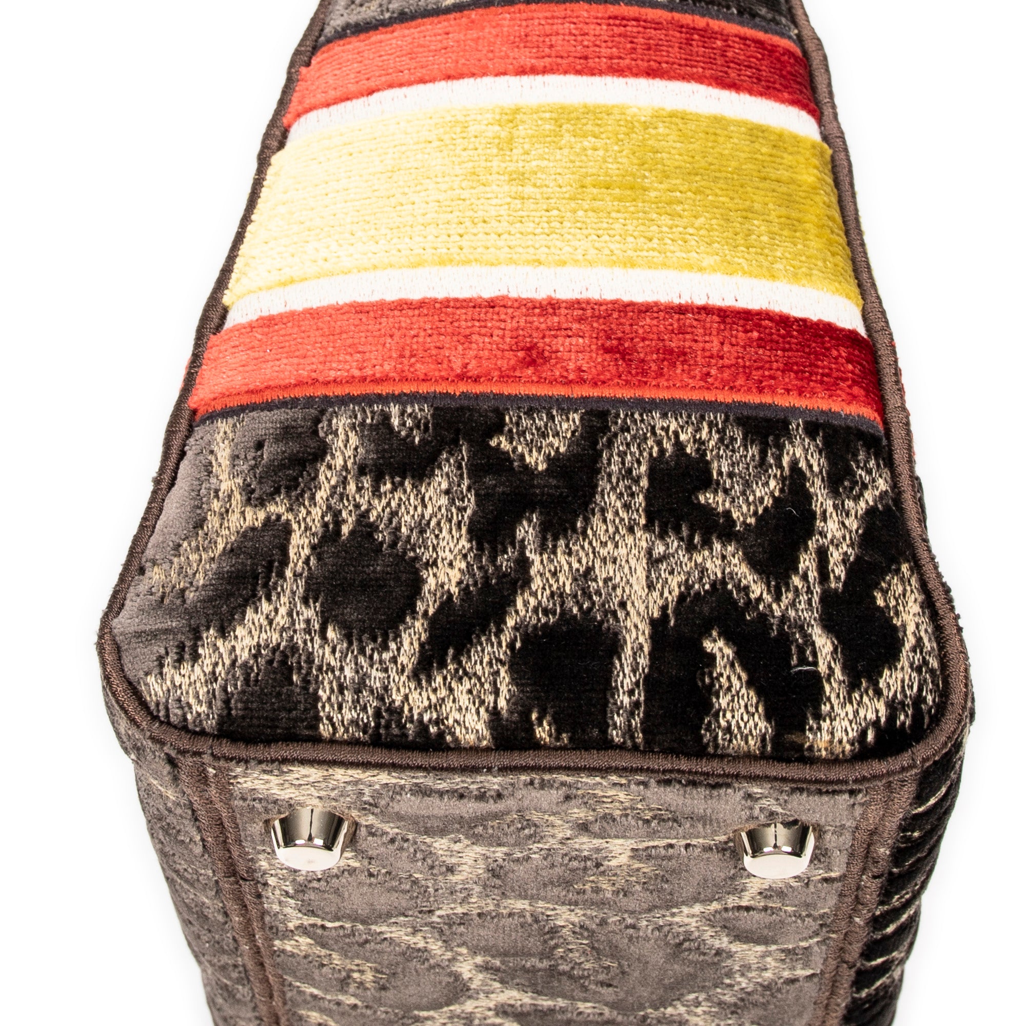 Shoulder Bag Medium Lady D-Lite Beige Embroidered Velvet Canvas