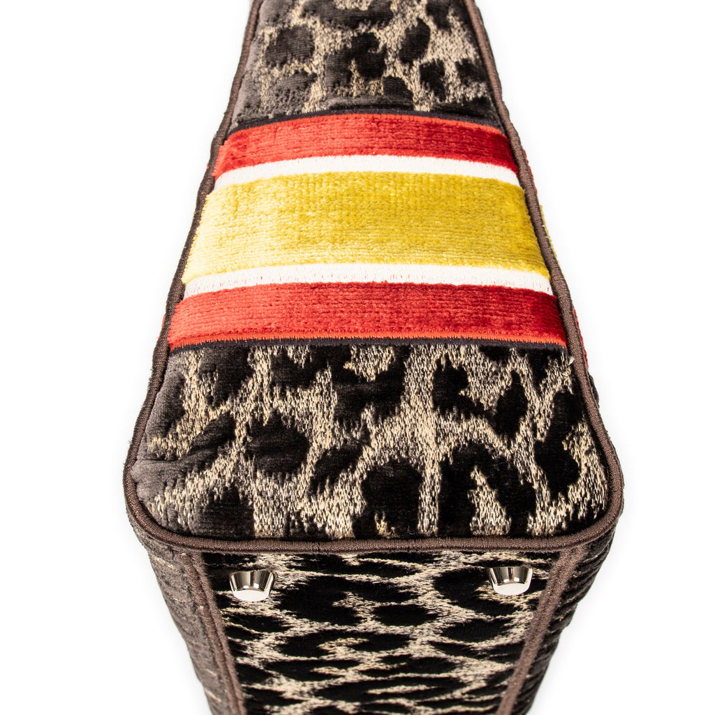 Shoulder Bag Medium Lady D-Lite Beige Embroidered Velvet Canvas