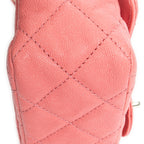 Shoulder Bag Mini Flap with Thick Strap Pink Quilted Caviar Leather