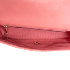 Shoulder Bag Mini Flap with Thick Strap Pink Quilted Caviar Leather