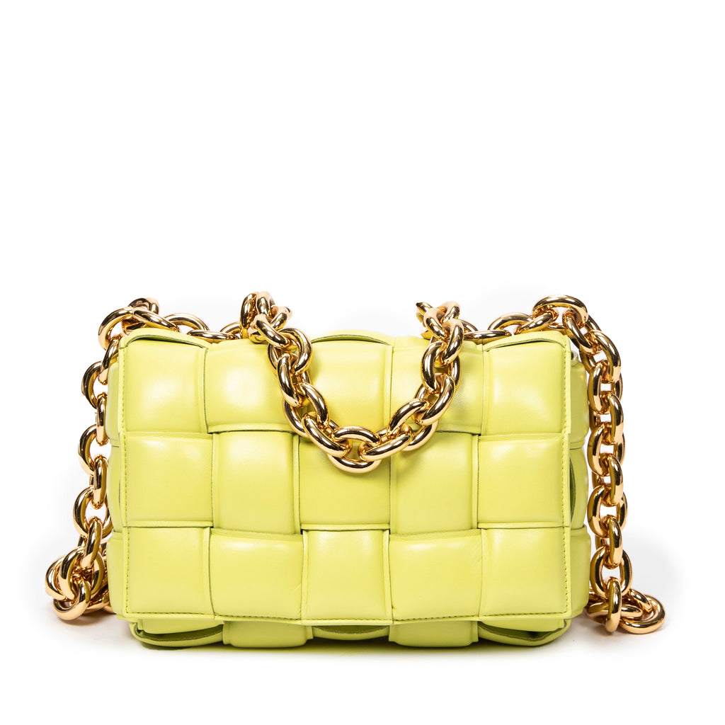 Shoulder Bag Padded Casette Chain Crossbody Yellow Maxi Intreccio Padded Leather