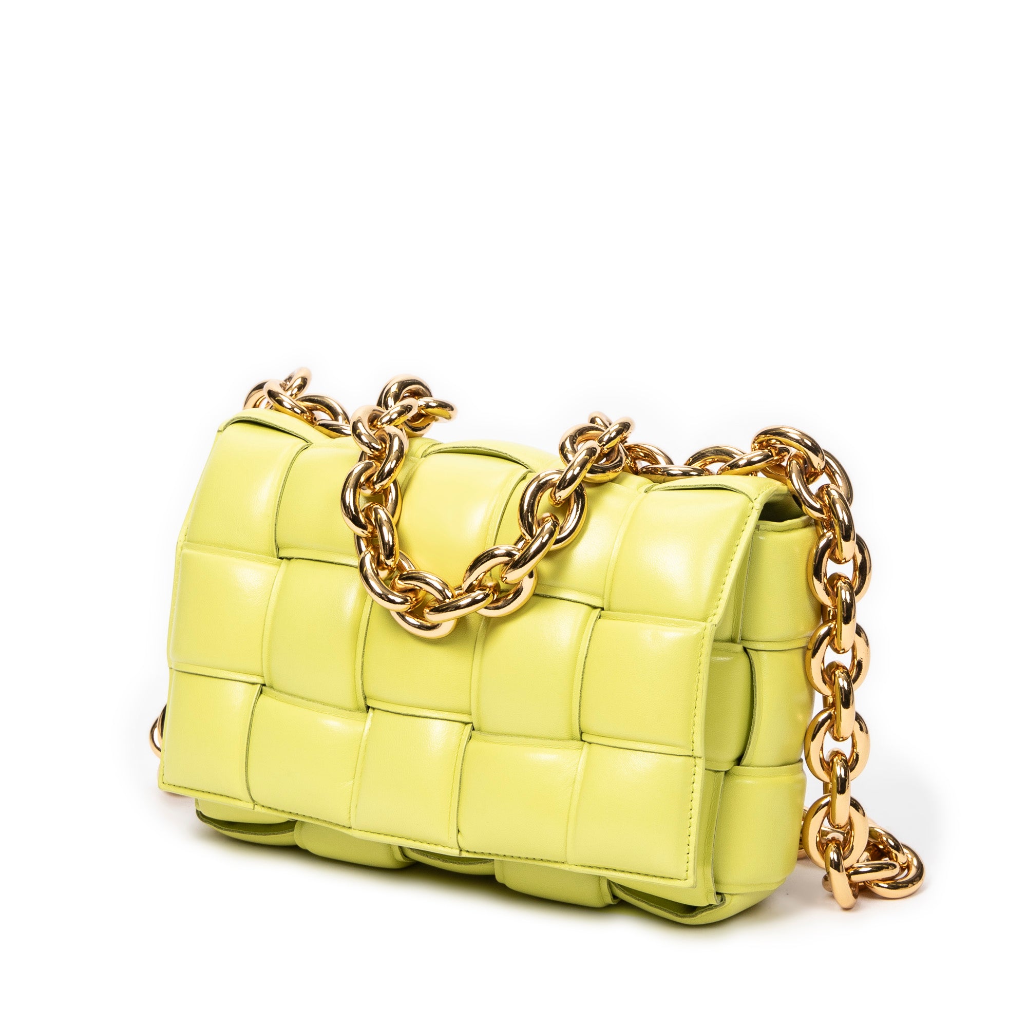 Shoulder Bag Padded Casette Chain Crossbody Yellow Maxi Intreccio Padded Leather