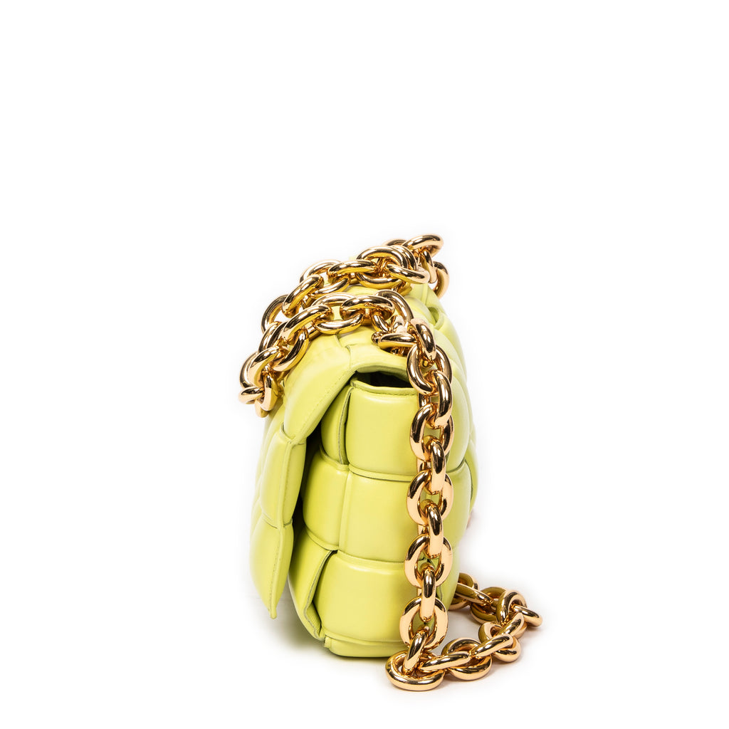 Shoulder Bag Padded Casette Chain Crossbody Yellow Maxi Intreccio Padded Leather