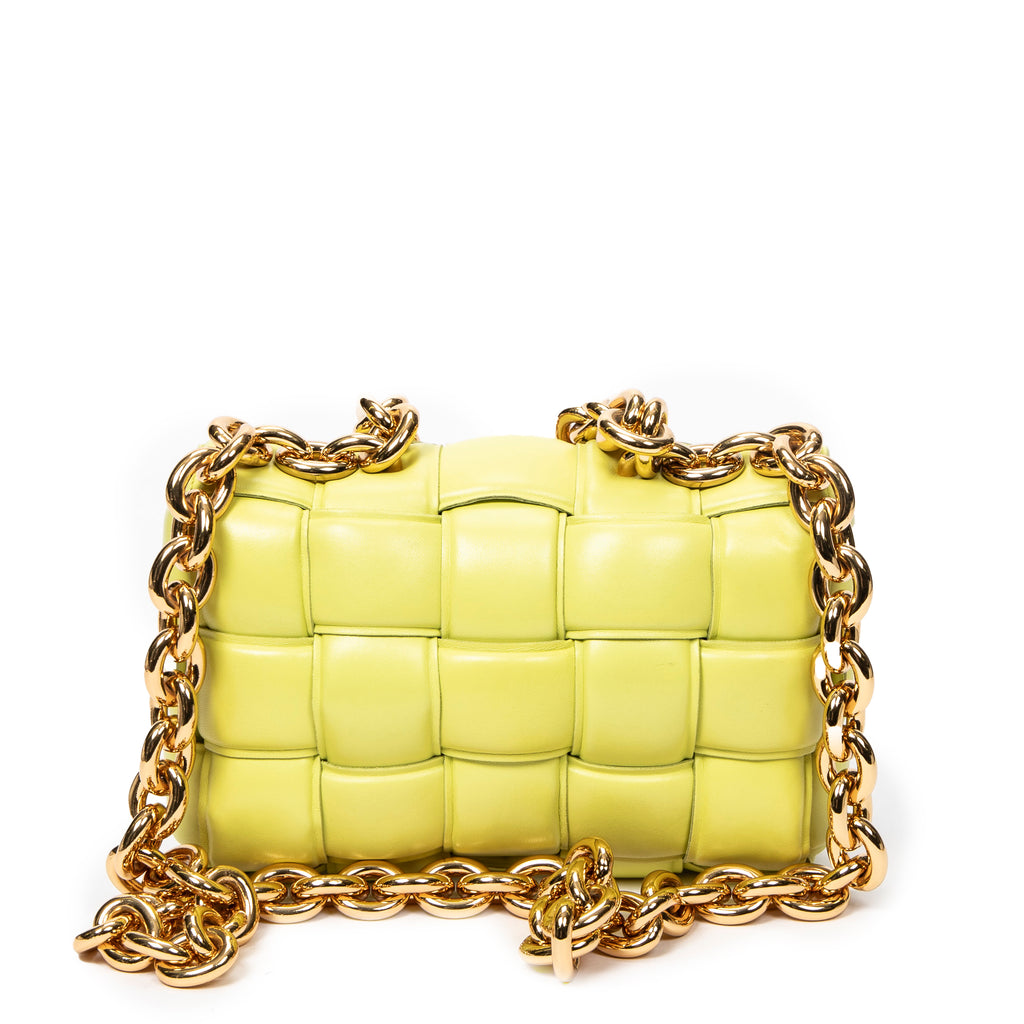 Shoulder Bag Padded Casette Chain Crossbody Yellow Maxi Intreccio Padded Leather
