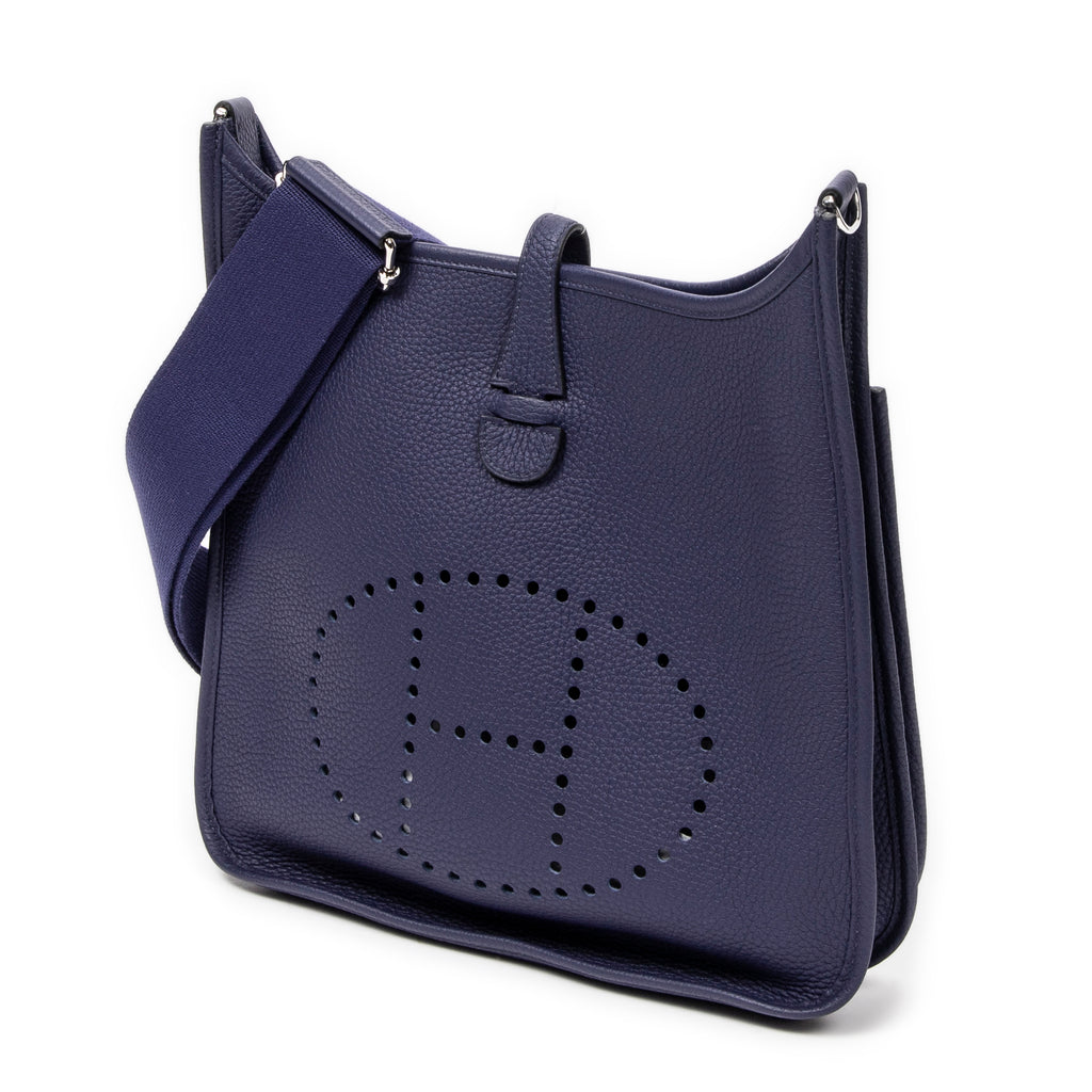Shoulder Bag Evelyne III PM Blue Encre Clemence Leather