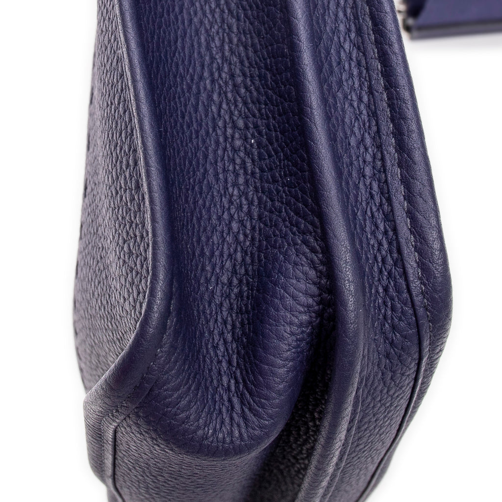 Shoulder Bag Evelyne III PM Blue Encre Clemence Leather