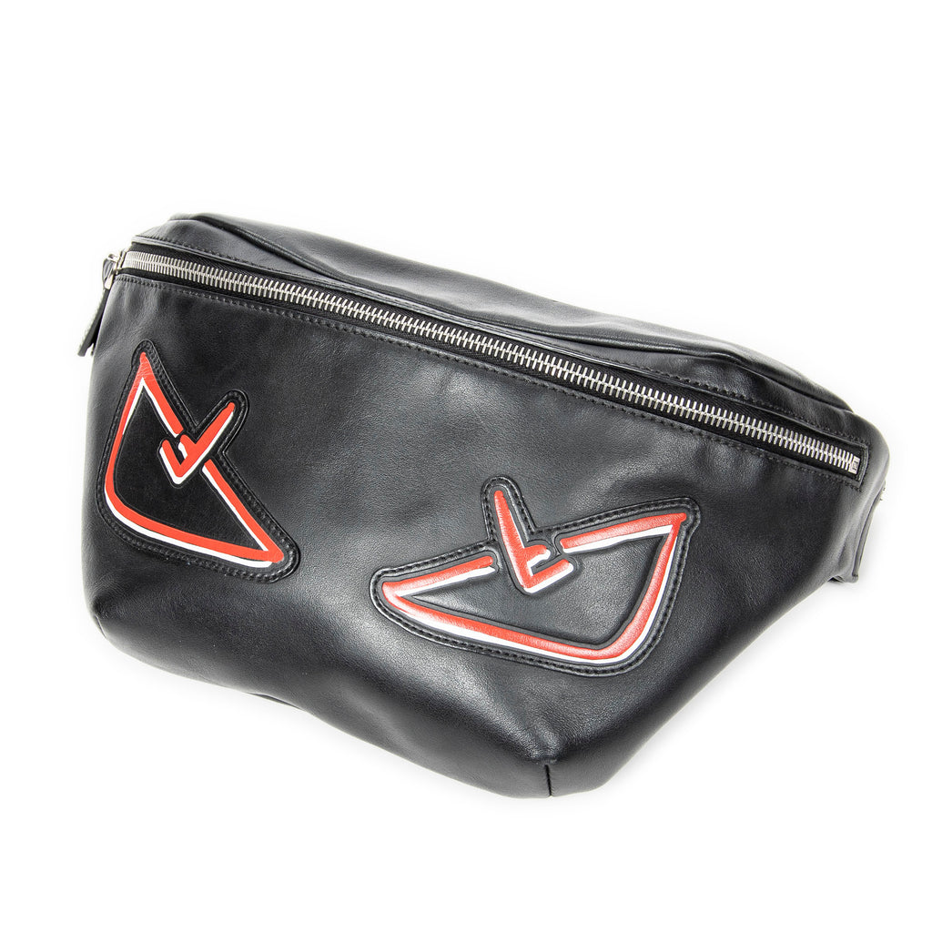 Shoulder Bag Monster Waist Bumbag Black Calfskin Leather
