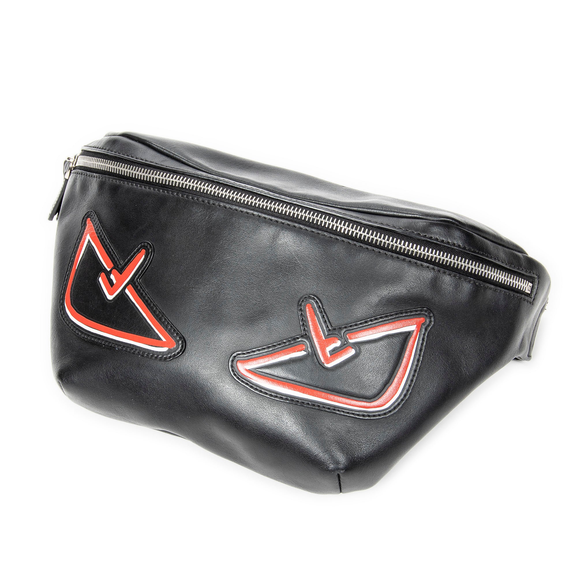Shoulder Bag Monster Waist Bumbag Black Calfskin Leather