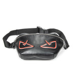 Shoulder Bag Monster Waist Bumbag Black Calfskin Leather