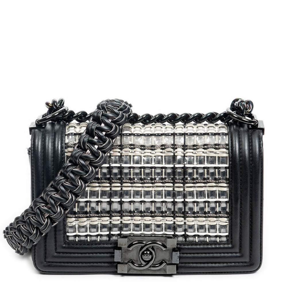 Shoulder Bag Ltd. Ed. Thread Woven Small Boy Flap Black Woven Resin/Thread Canvas