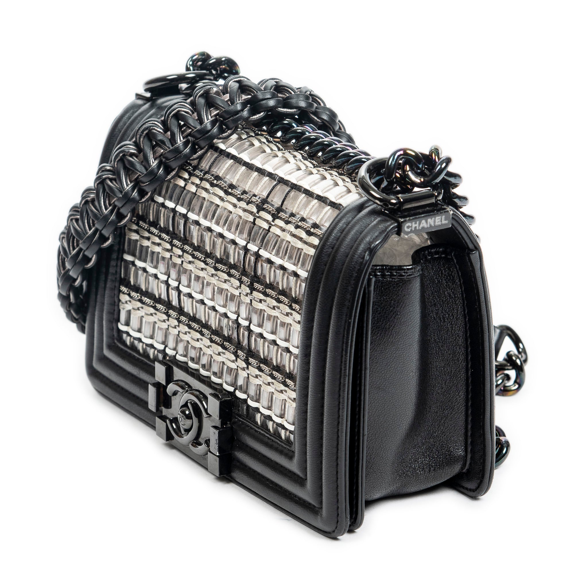 Shoulder Bag Ltd. Ed. Thread Woven Small Boy Flap Black Woven Resin/Thread Canvas