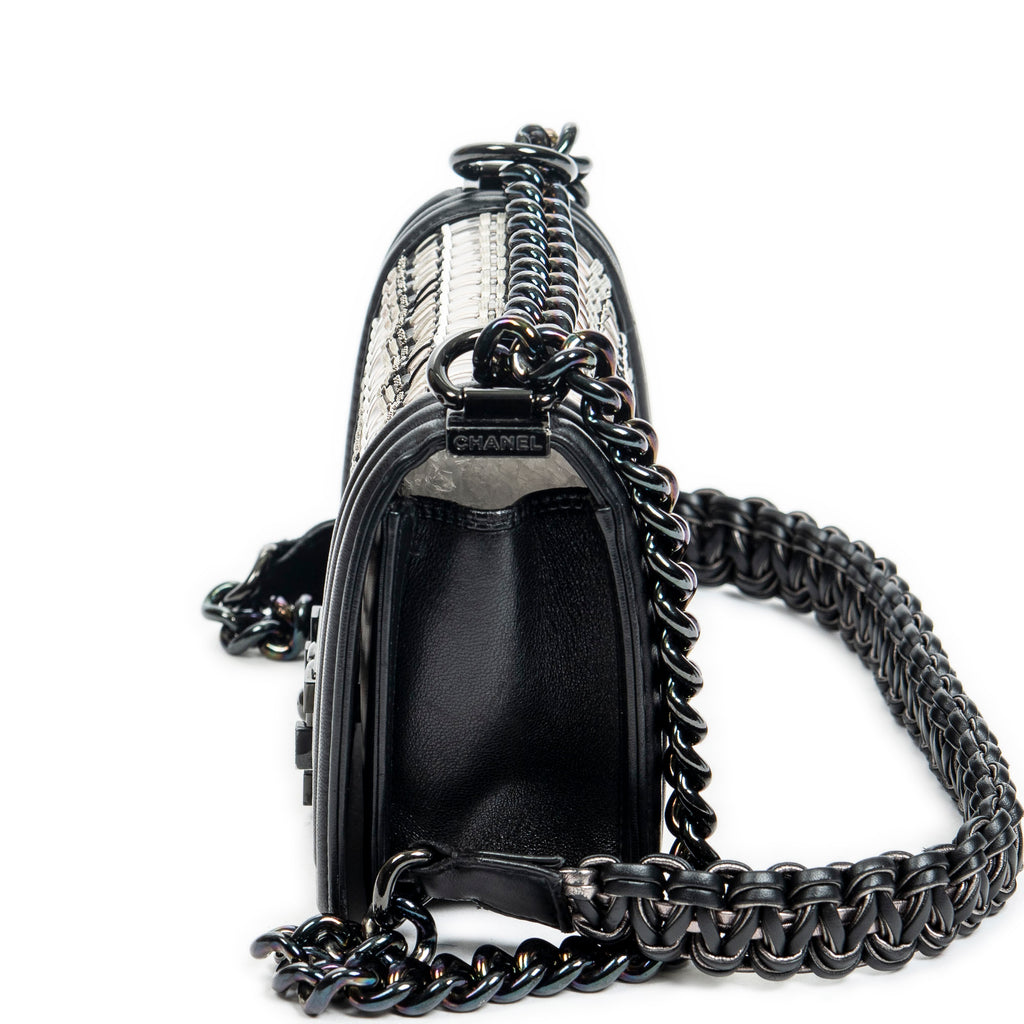 Shoulder Bag Ltd. Ed. Thread Woven Small Boy Flap Black Woven Resin/Thread Canvas