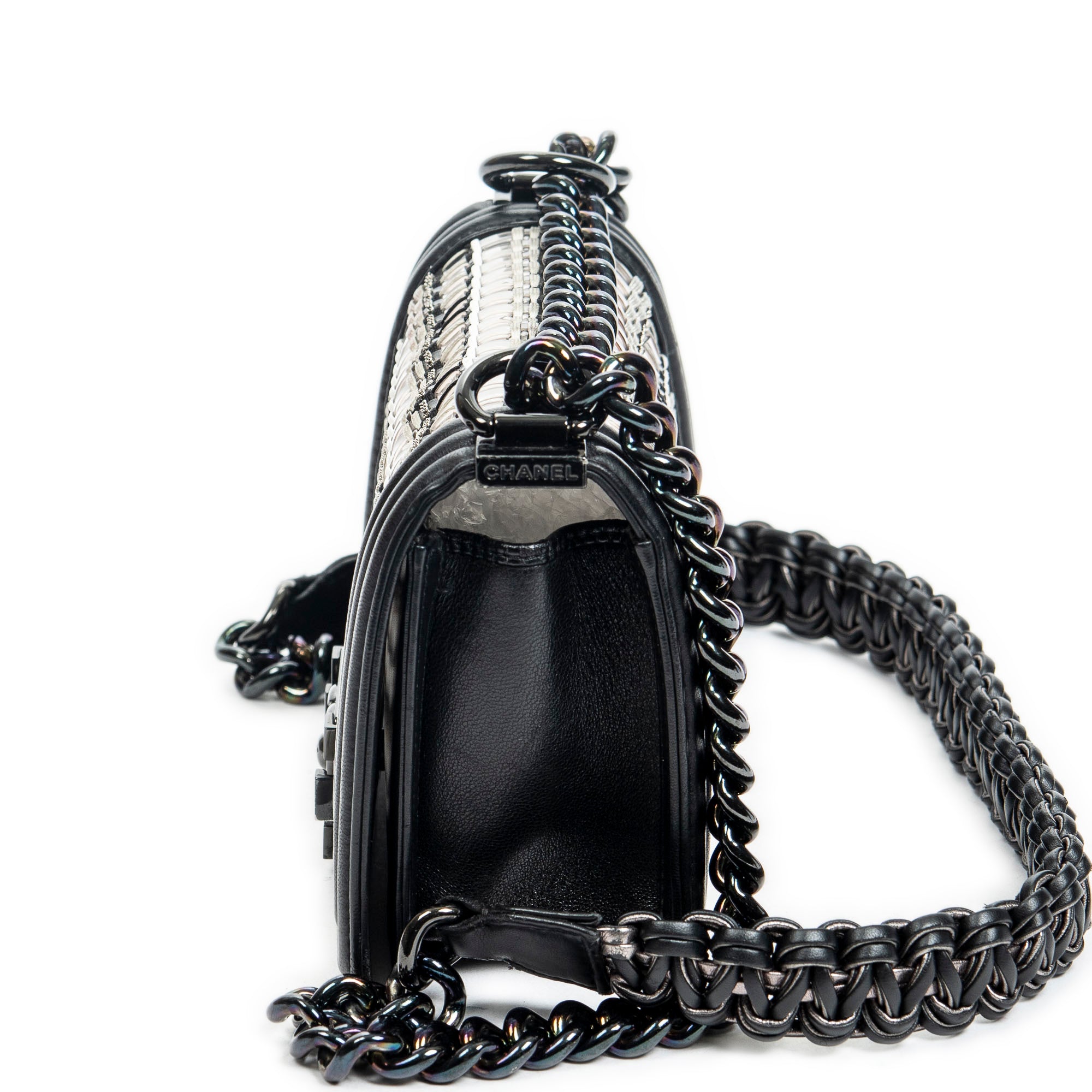 Shoulder Bag Ltd. Ed. Thread Woven Small Boy Flap Black Woven Resin/Thread Canvas