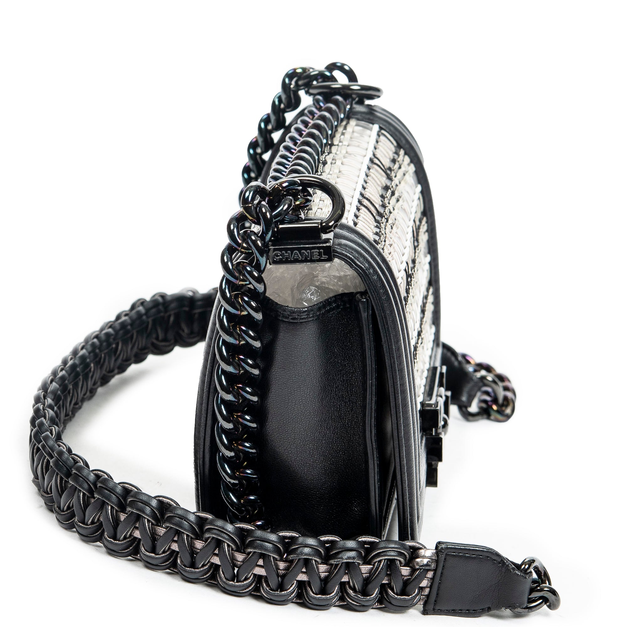 Shoulder Bag Ltd. Ed. Thread Woven Small Boy Flap Black Woven Resin/Thread Canvas