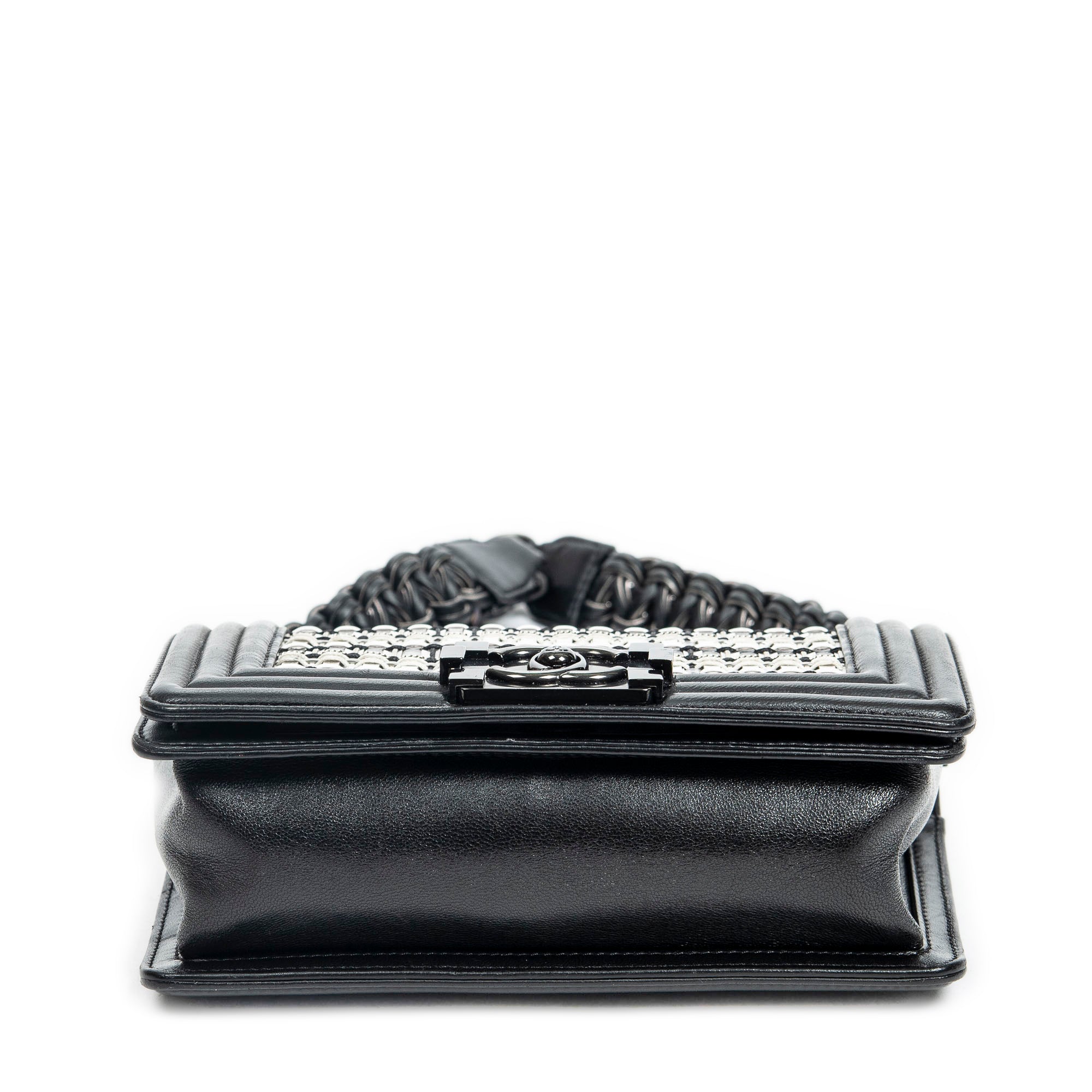 Shoulder Bag Ltd. Ed. Thread Woven Small Boy Flap Black Woven Resin/Thread Canvas