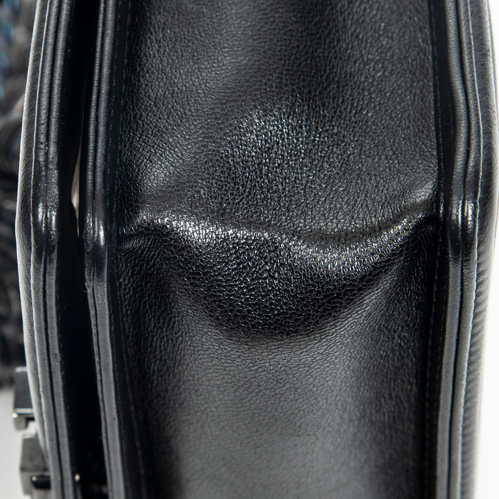 Shoulder Bag Ltd. Ed. Thread Woven Small Boy Flap Black Woven Resin/Thread Canvas