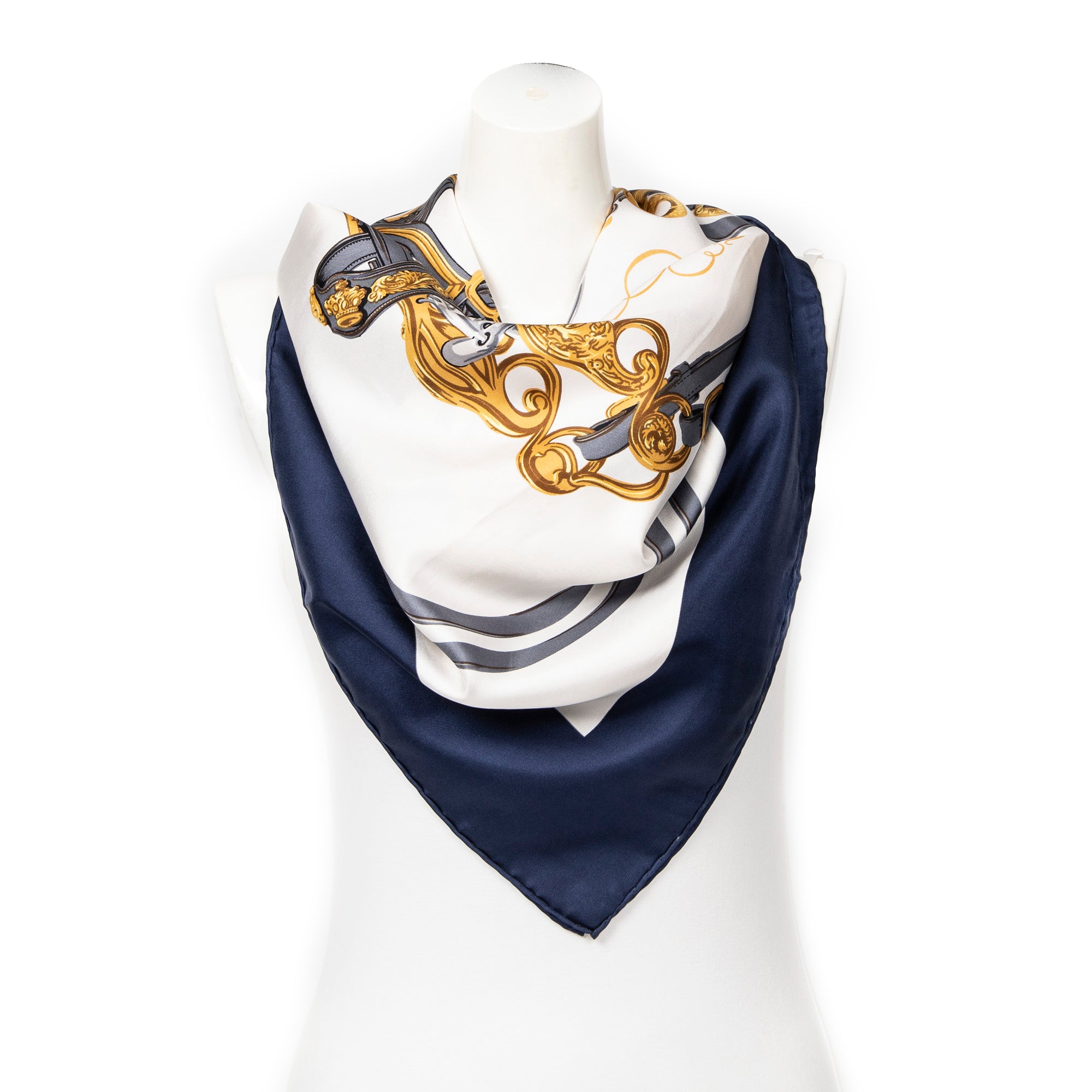 Scarf Scarf Navy Blue 100% Twill Silk