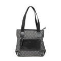 Shoulder Bag Small Front Pocket Zip Tote Black Monogrammed Denim Canvas