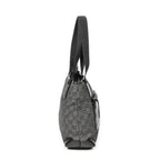 Shoulder Bag Small Front Pocket Zip Tote Black Monogrammed Denim Canvas
