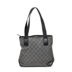 Shoulder Bag Small Front Pocket Zip Tote Black Monogrammed Denim Canvas