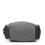 Shoulder Bag Small Front Pocket Zip Tote Black Monogrammed Denim Canvas