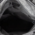 Shoulder Bag Small Front Pocket Zip Tote Black Monogrammed Denim Canvas