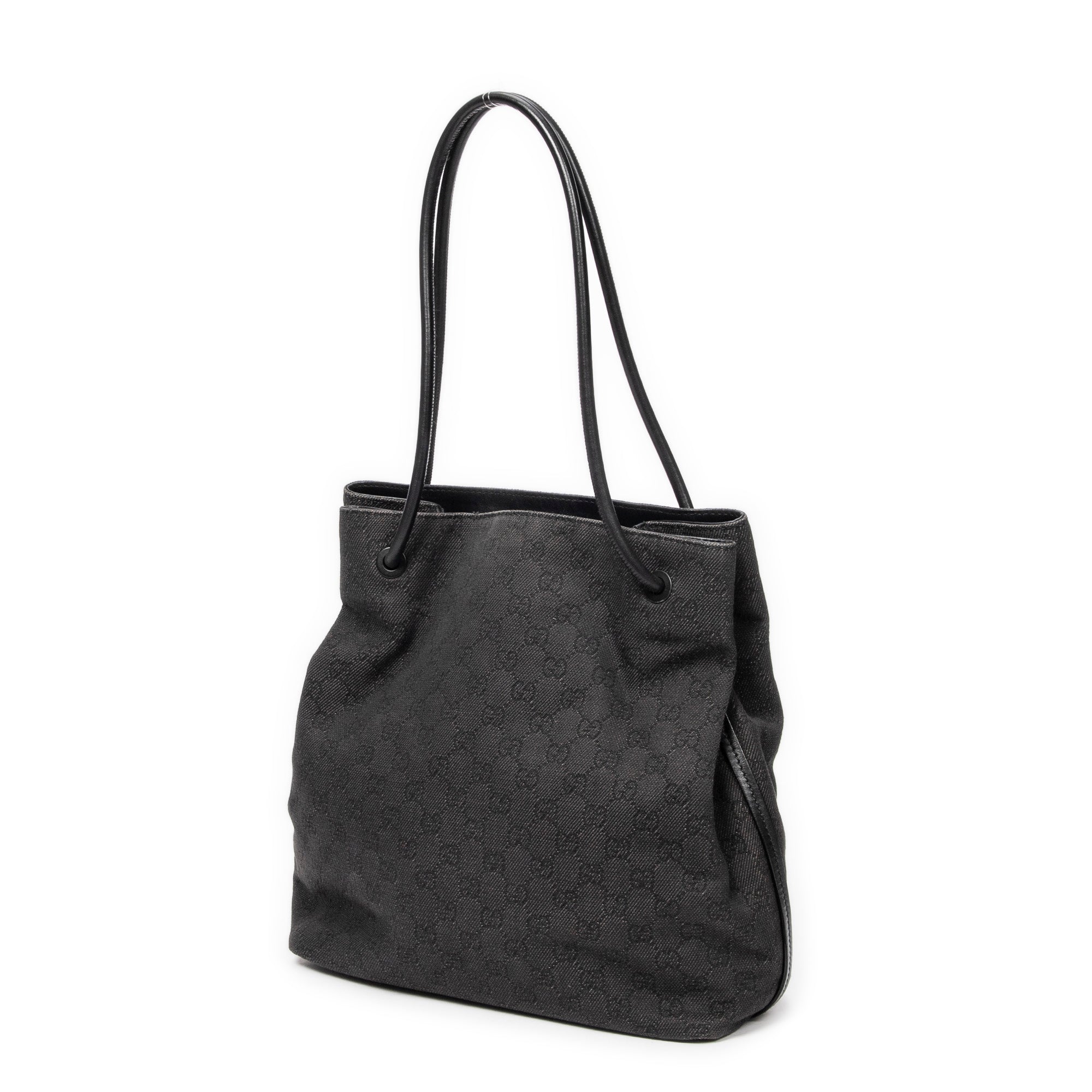 Shoulder Bag Gifford Tote Black Monogrammed Denim Canvas