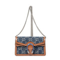 Bolso Bandolera Mini Dionysus Cadena Cruzada Lona Vaquera Monogramada Color Camel