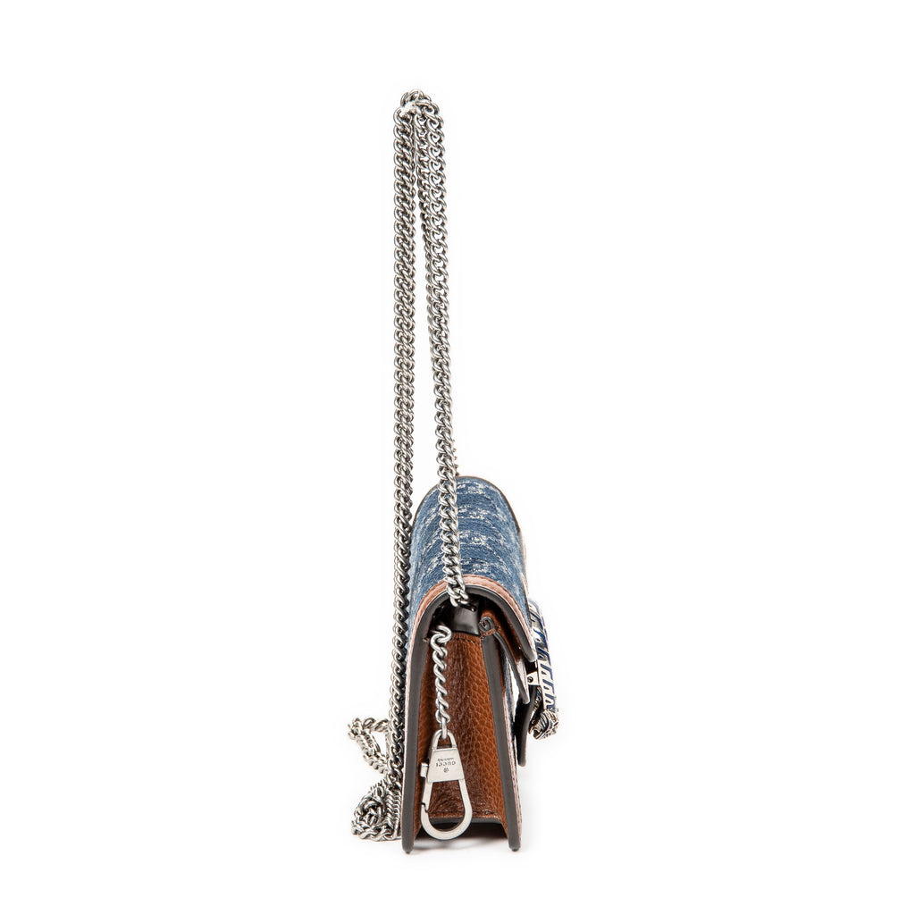 Shoulder Bag Mini Dionysus Chain Crossbody Tan Monogrammed Denim Canvas