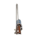 Bolso Bandolera Mini Dionysus Cadena Cruzada Lona Vaquera Monogramada Color Camel