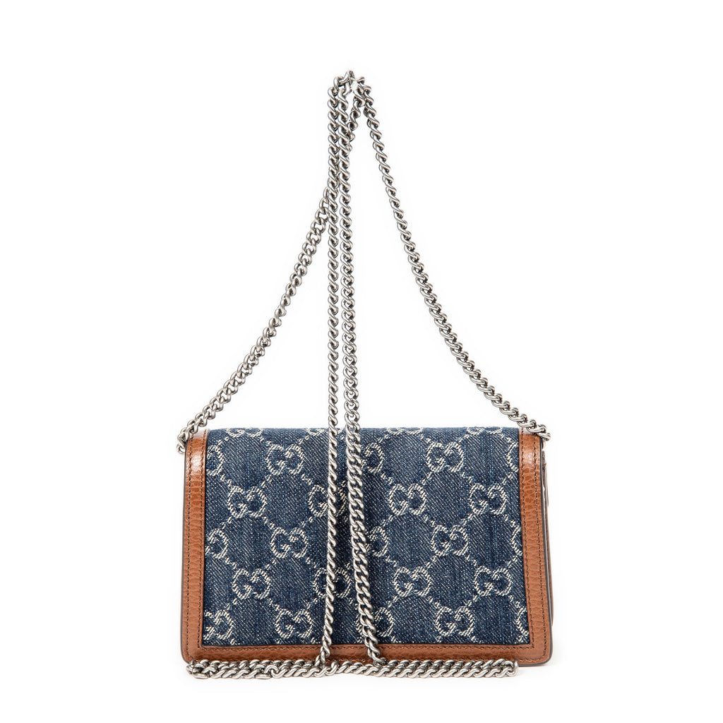 Shoulder Bag Mini Dionysus Chain Crossbody Tan Monogrammed Denim Canvas