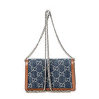 Bolso Bandolera Mini Dionysus Cadena Cruzada Lona Vaquera Monogramada Color Camel