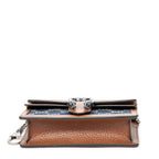 Bolso Bandolera Mini Dionysus Cadena Cruzada Lona Vaquera Monogramada Color Camel